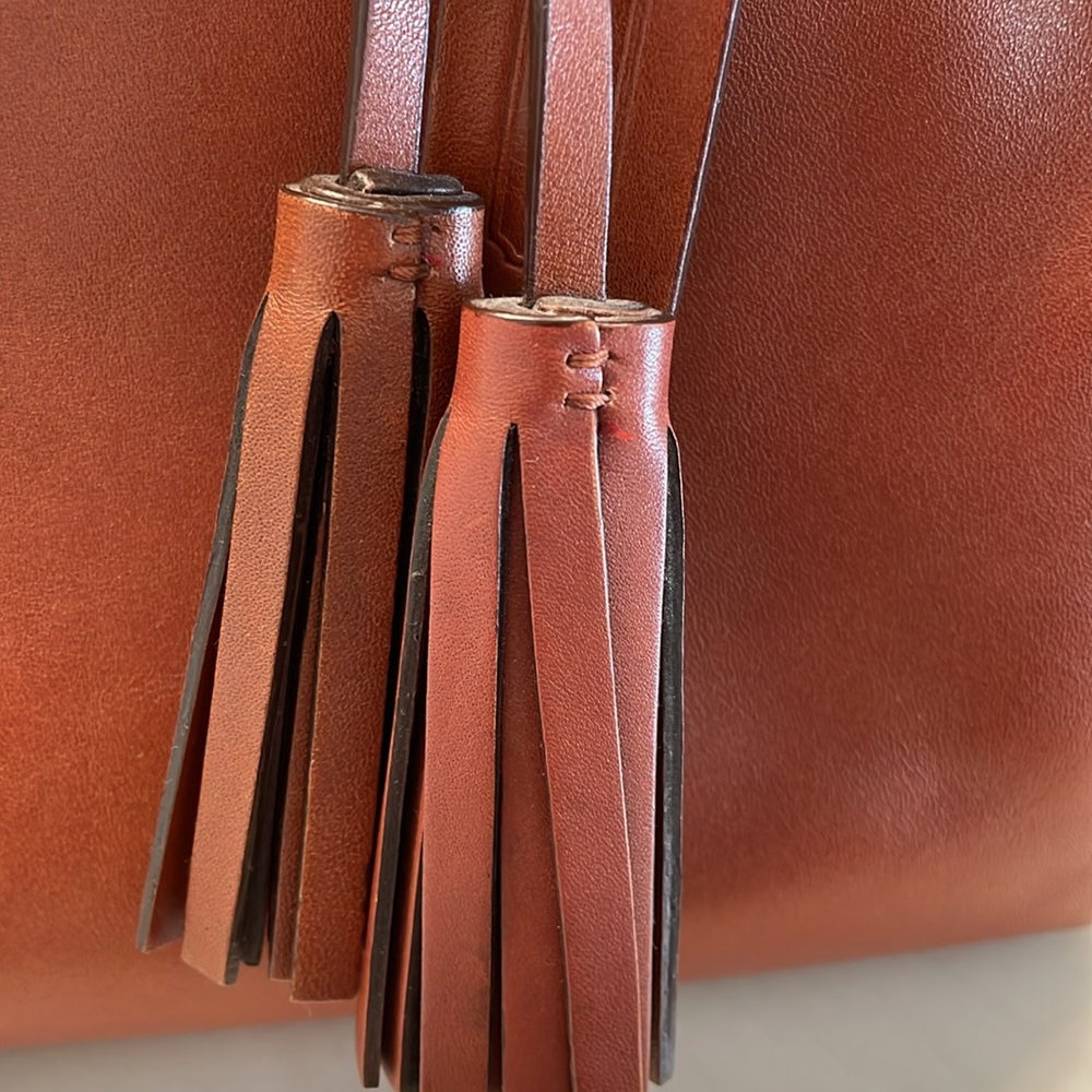 Coach Brown Leather Satchel with Tassel - Picture 12 of 16